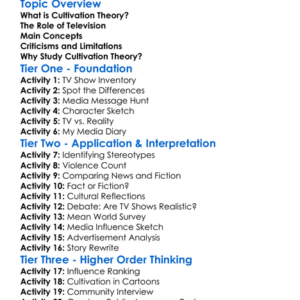 Cultivation Theory Worksheet Activity Booklet