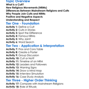 Cults And New Religious Movements Worksheet Activity Booklet