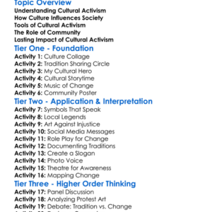 Cultural Activism Worksheet Activity Booklet