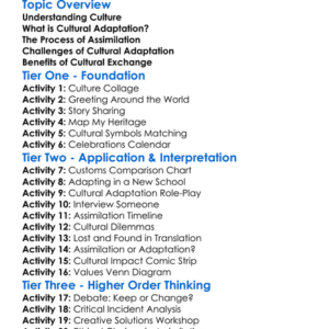 Cultural Adaptation And Assimilation Worksheet Activity Booklet