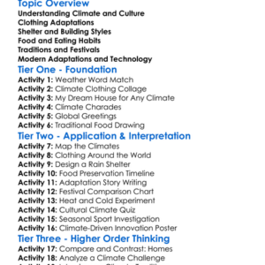 Cultural Adaptation To Climate Worksheet Activity Booklet