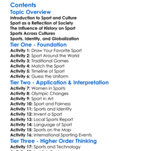 Cultural And Historical Perspectives In Sport Worksheet Activity Booklet