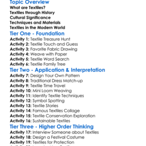 Cultural And Historical Textiles Worksheet Activity Booklet