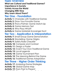 Cultural And Traditional Games Worksheet Activity Booklet