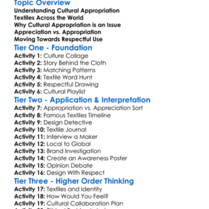 Cultural Appropriation And Textiles Worksheet Activity Booklet