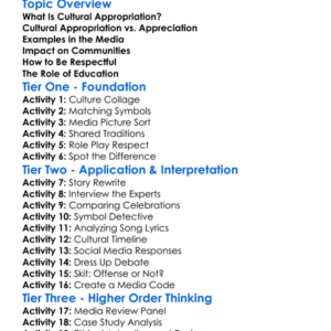 Cultural Appropriation In Media Worksheet Activity Booklet