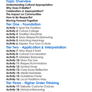 Cultural Appropriation Worksheet Activity Booklet