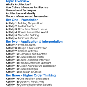 Cultural Aspects Of Architecture Worksheet Activity Booklet