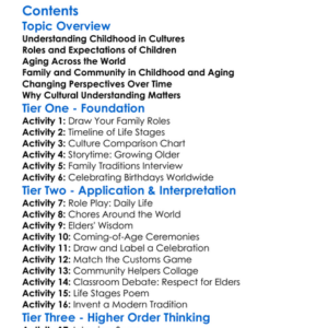 Cultural Aspects Of Childhood And Aging Worksheet Activity Booklet