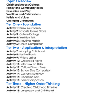 Cultural Aspects Of Childhood Worksheet Activity Booklet