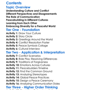 Cultural Aspects Of Conflict And Peace Worksheet Activity Booklet