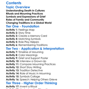 Cultural Aspects Of Death And Mourning Worksheet Activity Booklet