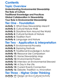 Cultural Aspects Of Environmental Stewardship Worksheet Activity Booklet