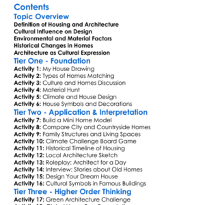 Cultural Aspects Of Housing And Architecture Worksheet Activity Booklet