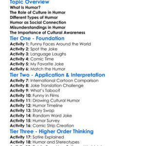 Cultural Aspects Of Humor Worksheet Activity Booklet