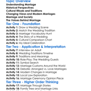 Cultural Aspects Of Marriage Worksheet Activity Booklet