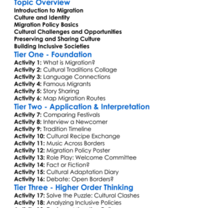 Cultural Aspects Of Migration Policy Worksheet Activity Booklet