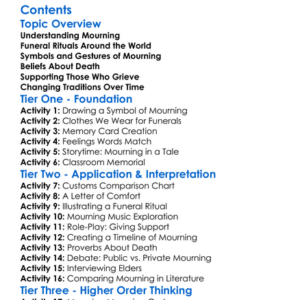 Cultural Aspects Of Mourning And Death Worksheet Activity Booklet
