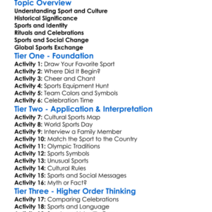 Cultural Aspects Of Sports Worksheet Activity Booklet