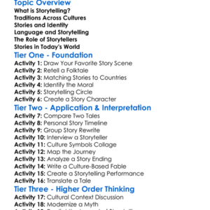 Cultural Aspects Of Storytelling Worksheet Activity Booklet