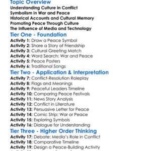 Cultural Aspects Of War And Peace Worksheet Activity Booklet