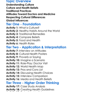 Cultural Attitudes To Health Worksheet Activity Booklet