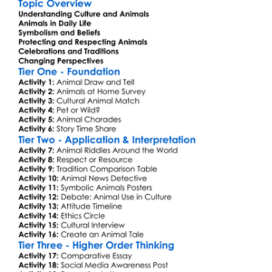 Cultural Attitudes Toward Animals Worksheet Activity Booklet