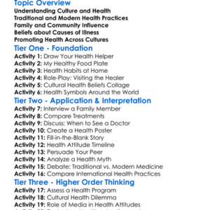 Cultural Attitudes Toward Health Worksheet Activity Booklet