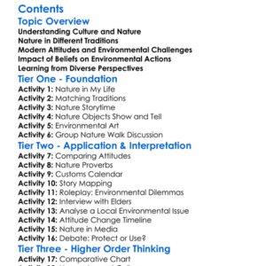 Cultural Attitudes Toward Nature And Environment Worksheet Activity Booklet