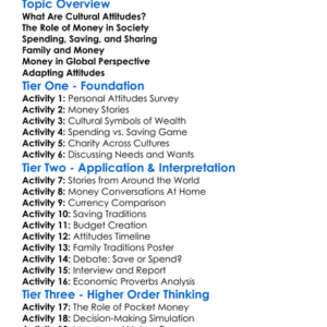 Cultural Attitudes Towards Money Worksheet Activity Booklet