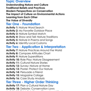 Cultural Attitudes Towards Nature Worksheet Activity Booklet