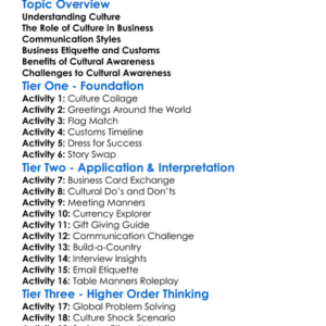 Cultural Awareness In Business Worksheet Activity Booklet