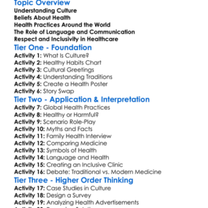 Cultural Beliefs And Health Worksheet Activity Booklet