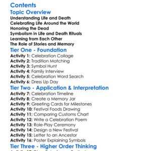 Cultural Celebrations Of Life And Death Worksheet Activity Booklet