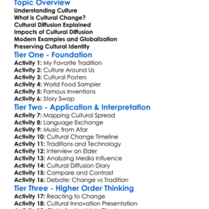 Cultural Change And Diffusion Worksheet Activity Booklet