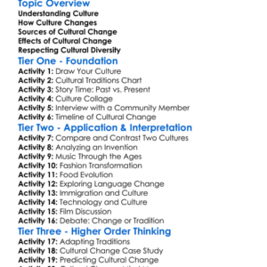 Cultural Change Over Time Worksheet Activity Booklet