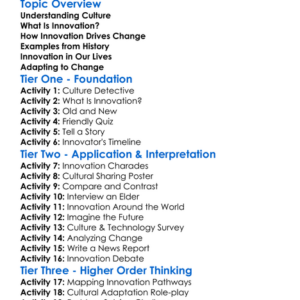 Cultural Change Through Innovation Worksheet Activity Booklet