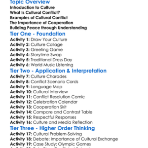 Cultural Conflict And Cooperation Worksheet Activity Booklet