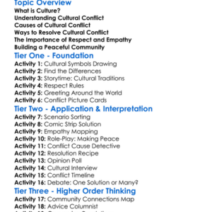 Cultural Conflict And Resolution Worksheet Activity Booklet