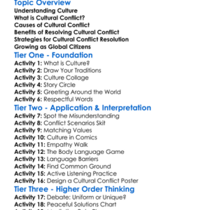Cultural Conflict Resolution Worksheet Activity Booklet