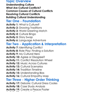 Cultural Conflicts And Resolutions Worksheet Activity Booklet