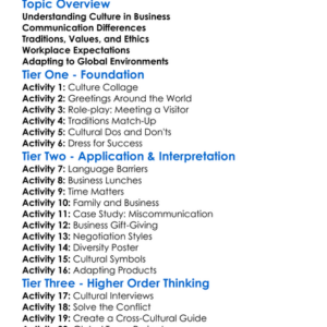 Cultural Considerations In Business Worksheet Activity Booklet