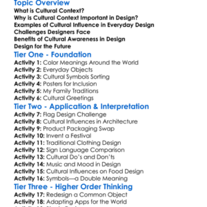 Cultural Context In Design Worksheet Activity Booklet