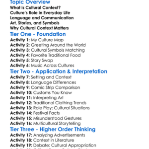 Cultural Context Worksheet Activity Booklet