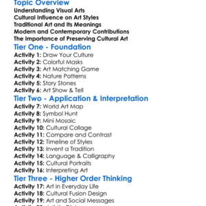 Cultural Contributions To Visual Arts Worksheet Activity Booklet
