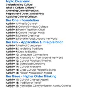 Cultural Critique And Analysis Worksheet Activity Booklet