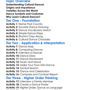 Cultural Dances Worksheet Activity Booklet