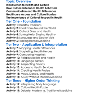 Cultural Differences In Health Worksheet Activity Booklet