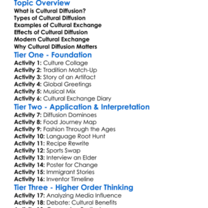 Cultural Diffusion And Exchange Worksheet Activity Booklet