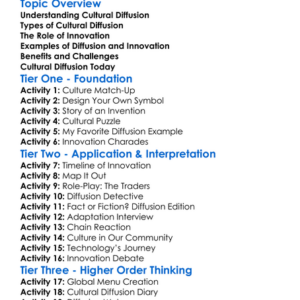 Cultural Diffusion And Innovation Worksheet Activity Booklet